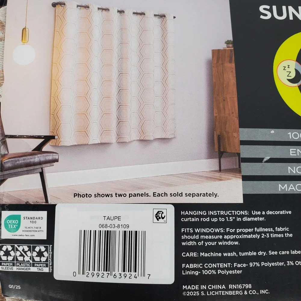 Sun Zero Brevick Taupe 100% Total Blackout Grommet Window Panel 40x63 1 Panel